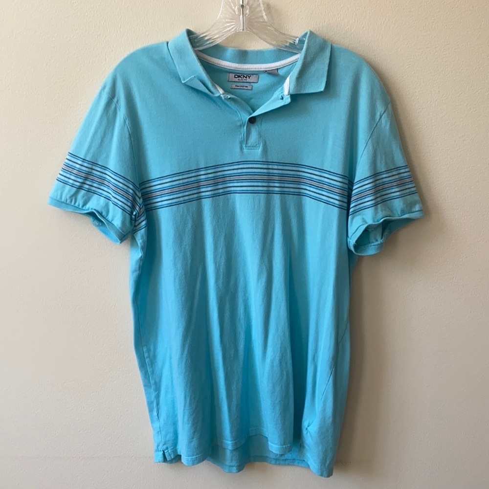 DKNY Teal Striped Polo